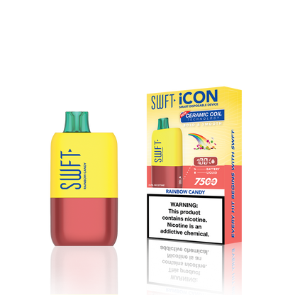 SWFT Icon Disposable | 7500 Puffs | 17mL | 5% | 50Mg | MOQ 10 | Rainbow Candy with Packaging