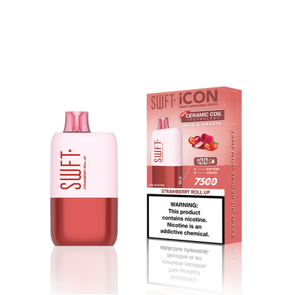 SWFT Icon Disposable | 7500 Puffs | 17mL | 5% | 50Mg | MOQ 10 | Strawberry Roll Up with Packaging