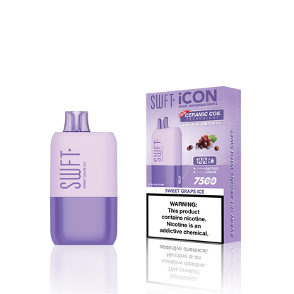 SWFT Icon Disposable | 7500 Puffs | 17mL | 5% | 50Mg | MOQ 10 | Swett Grape Ice with Packaging