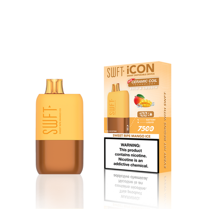 SWFT Icon Disposable | 7500 Puffs | 17mL | 5% | 50Mg | MOQ 10 | Sweet Ripe Mango Ice with Packaging