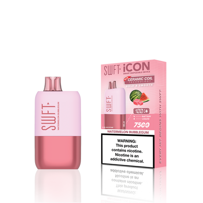 SWFT Icon Disposable | 7500 Puffs | 17mL | 50Mg | MOQ 10 | Watermelon Bubblegum with Packaging