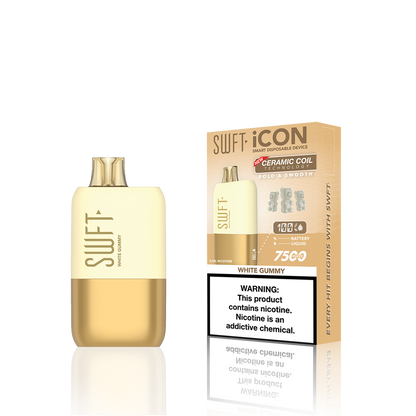 SWFT Icon Disposable | 7500 Puffs | 17mL | 50Mg | MOQ 10 | White Gummy with Packaging