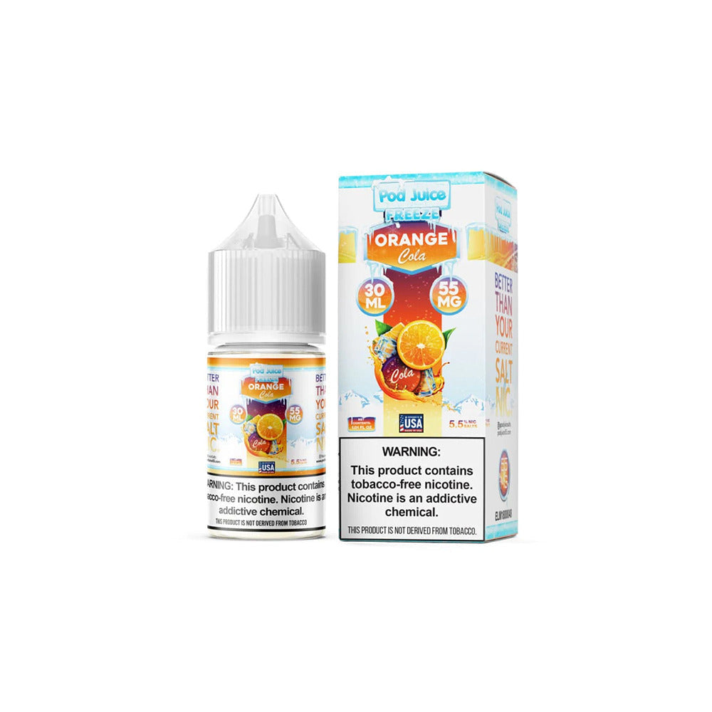 Pod Juice Salt TFN Series E-Liquid 30mL (Salt Nic) Orange Cola Freeze with packaging