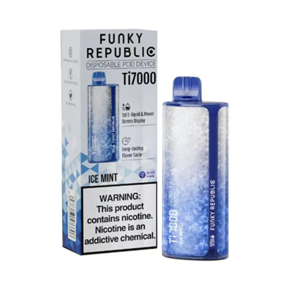 Funky Republic Ti7000 Disposable 7000 Puff 12.8mL 50mg | MOQ 5 | Frozen Edition Ice Mint with Packaging