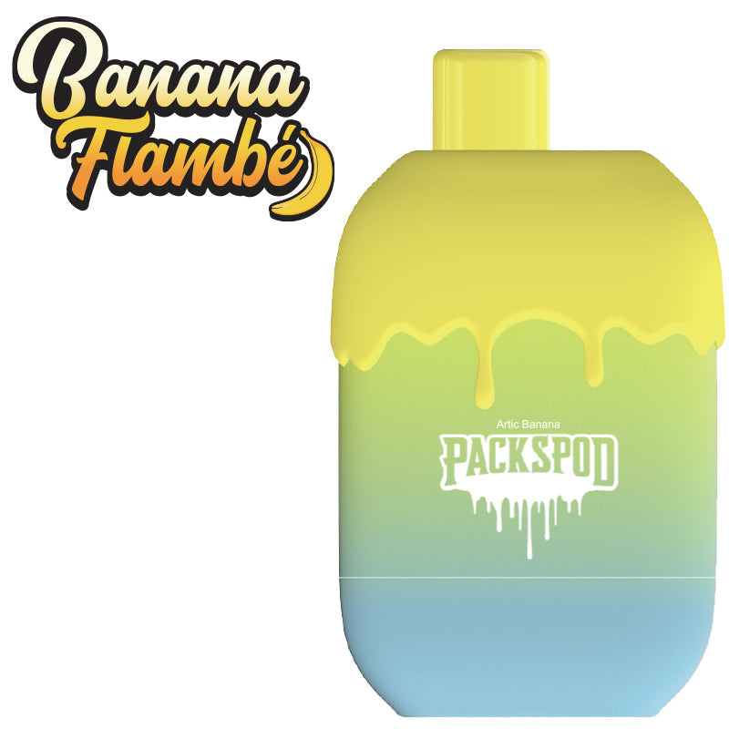 Packspod Disposable 5000 Puffs 12mL 50mg | MOQ 5pc  Banana Flambe (Arctic Banana)