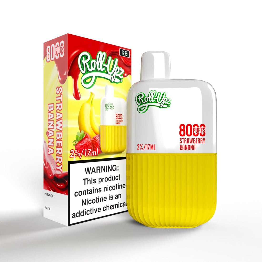 Juice Roll-Upz Disposable | 8000 puffs | 15mL | MOQ 10PCS | Strawberry Banana with packaging