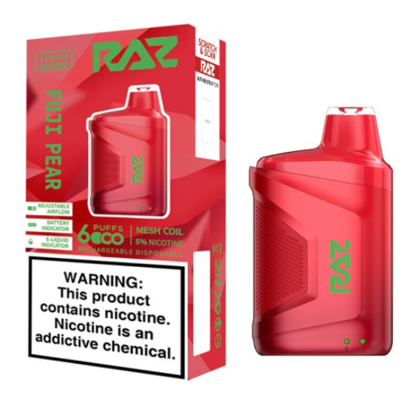 RAZ CA6000 Disposable | 6000 Puffs | 10mL | 50mg | MOQ 10pc | Fuji Pear with packaging