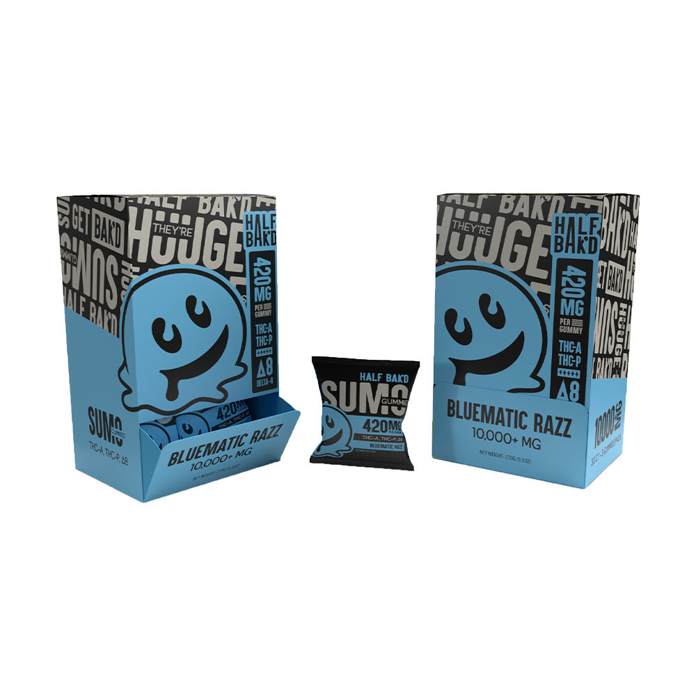 Half Baked Huuge Sumo Gummies 2-Pack (30pc Gravity Feeder Display) Bluematic Razz