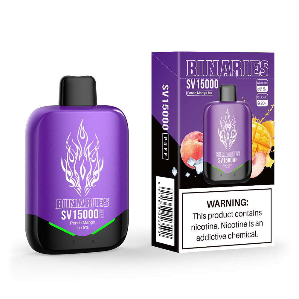HorizonTech Binaries Cabin Disposable SV | 15000 Puffs | 20mL | 50mg | MOQ 10 | Peach Mango Ice with packaging