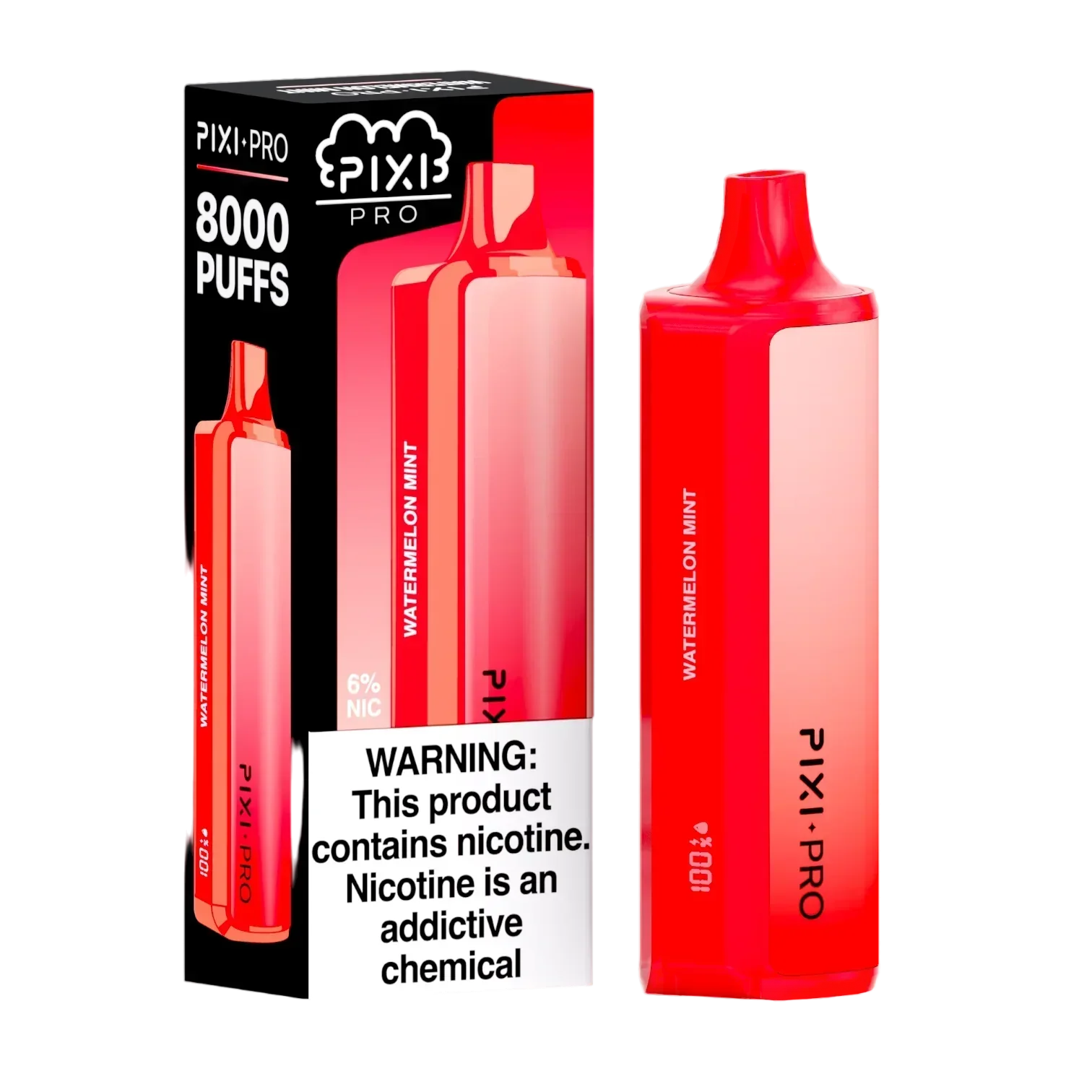 Pixi Pro Disposable | 8000 puffs | 14mL | 60Mg | MOQ 10pc | Watermelon  Mint with packaging