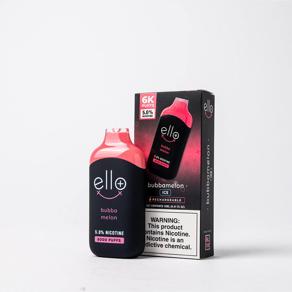 BLVK Ello Plus Disposable | 6000 Puffs | 12mL | 50mg | MOQ 10 | Bubba Melon with packaging
