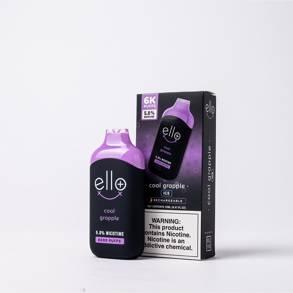 BLVK Ello Plus Disposable | 6000 Puffs | 12mL | 50mg | MOQ 10 | Cool Grapple with packaging