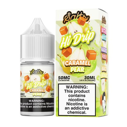 Hi-Drip Salt Series E-Liquid | 30mL | 50mg | (Salt Nic) | Caramel Pear with packaging