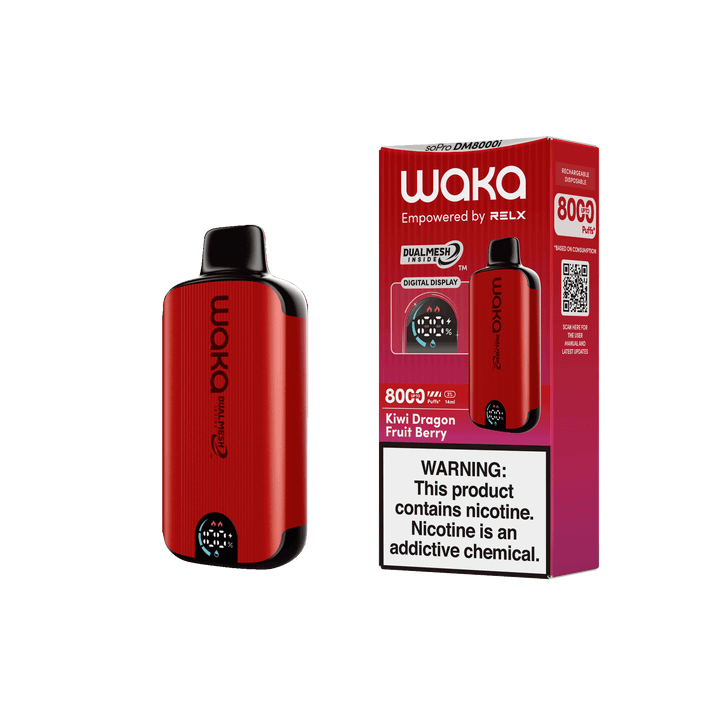 WAKA SoPro DM8000 Disposable 8000 Puff 14mL 50mg | MOQ 10 Kiwi Dragon Fruit Berry with Packaging