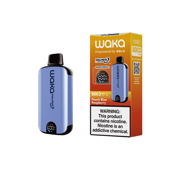 WAKA SoPro DM8000 Disposable 8000 Puff 14mL 50mg | MOQ 10 Peach Blue Raspberry with Packaging