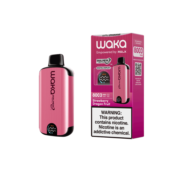 WAKA SoPro DM8000 Disposable 8000 Puff 14mL 50mg | MOQ 10 Strawberry Dragon Fruit with Packaging