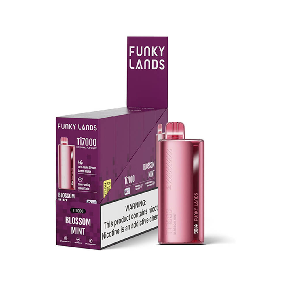 Funky Lands Ti7000 Disposable 7000 Puffs 12.8mL 40-50mg – MOQ 5 - Blossom Mint