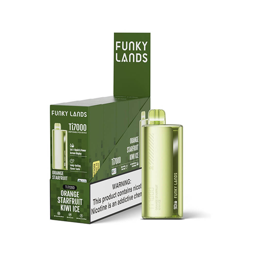Funky Lands Ti7000 Disposable 7000 Puffs 12.8mL 40-50mg – MOQ 5 - Orange Starfruit Kiwi Ice