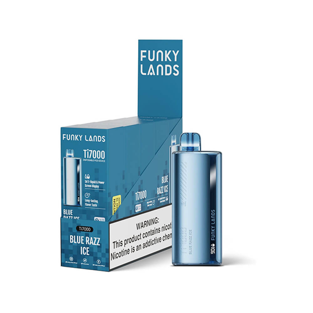 Funky Lands Ti7000 Disposable 7000 Puffs 12.8mL 40-50mg – MOQ 5 - Blue Razz Ice