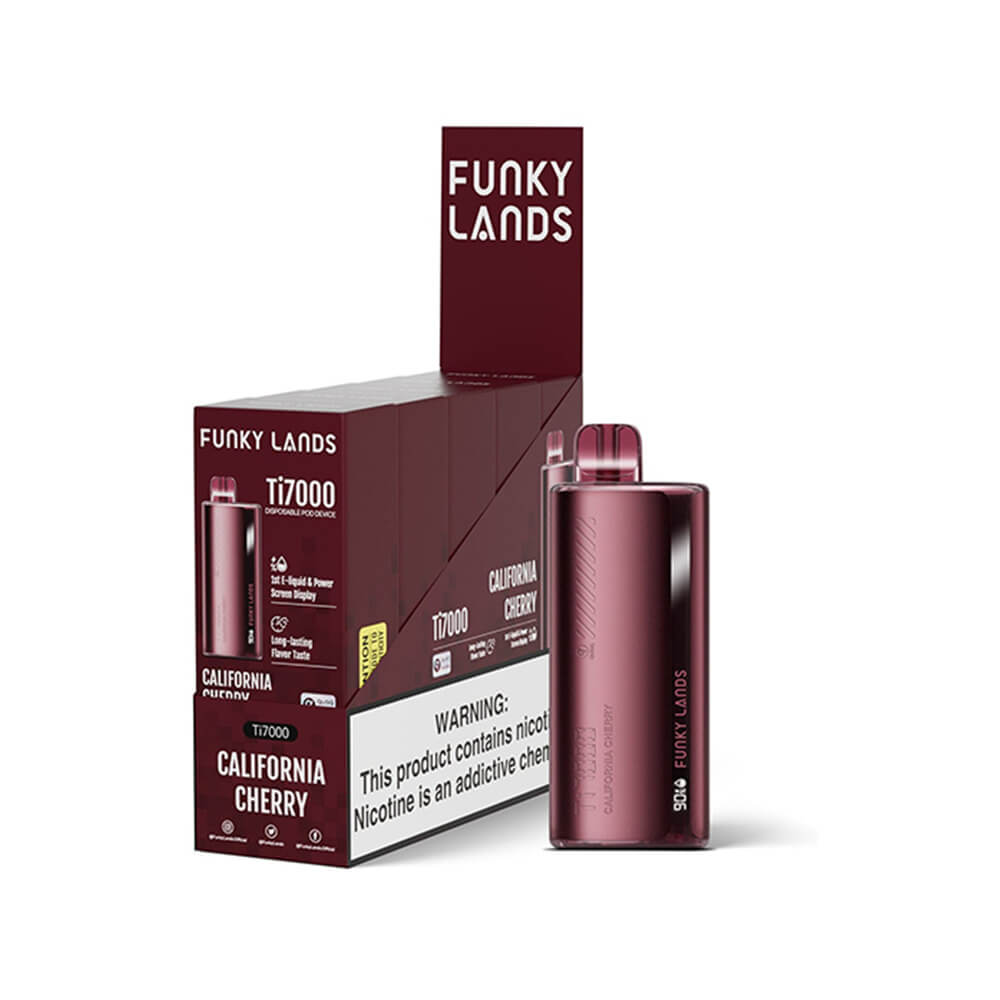 Funky Lands Ti7000 Disposable 7000 Puffs 12.8mL 40-50mg – MOQ 5 - California Cherry