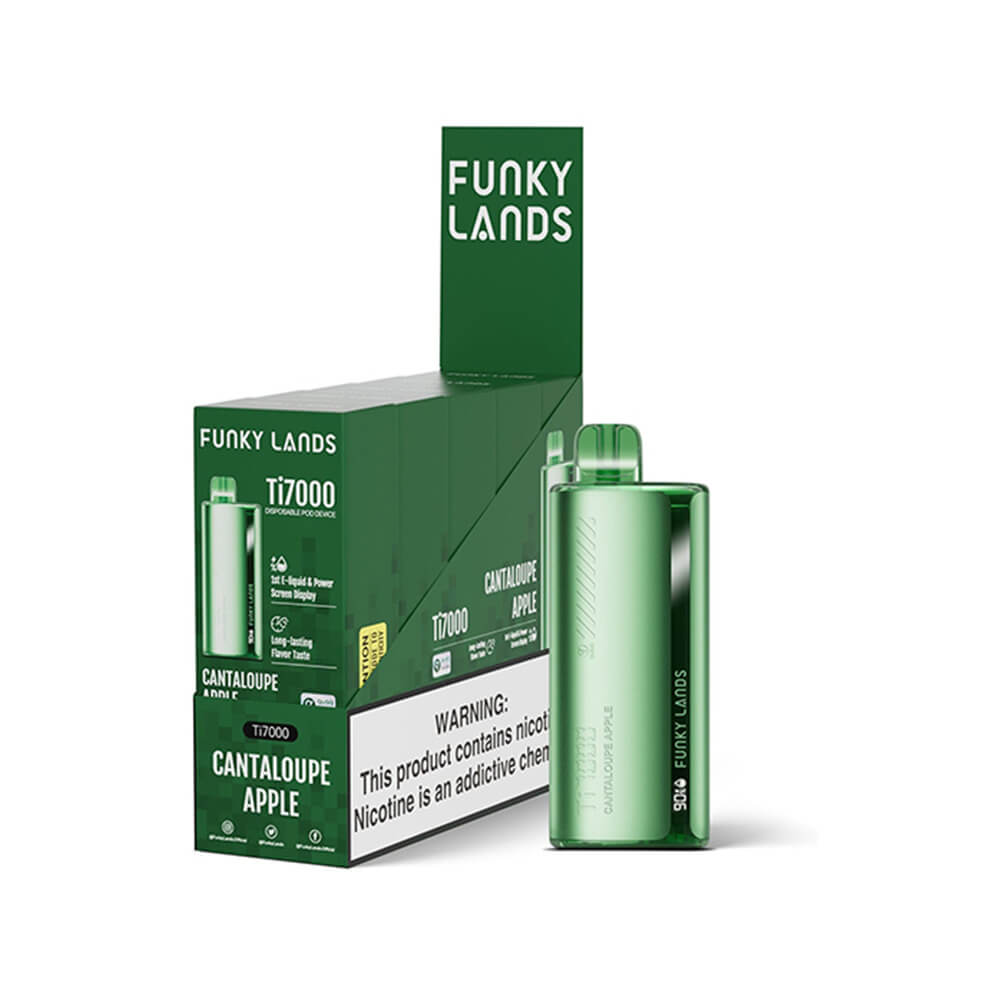 Funky Lands Ti7000 Disposable 7000 Puffs 12.8mL 40-50mg – MOQ 5 - Cantaloupe Apple