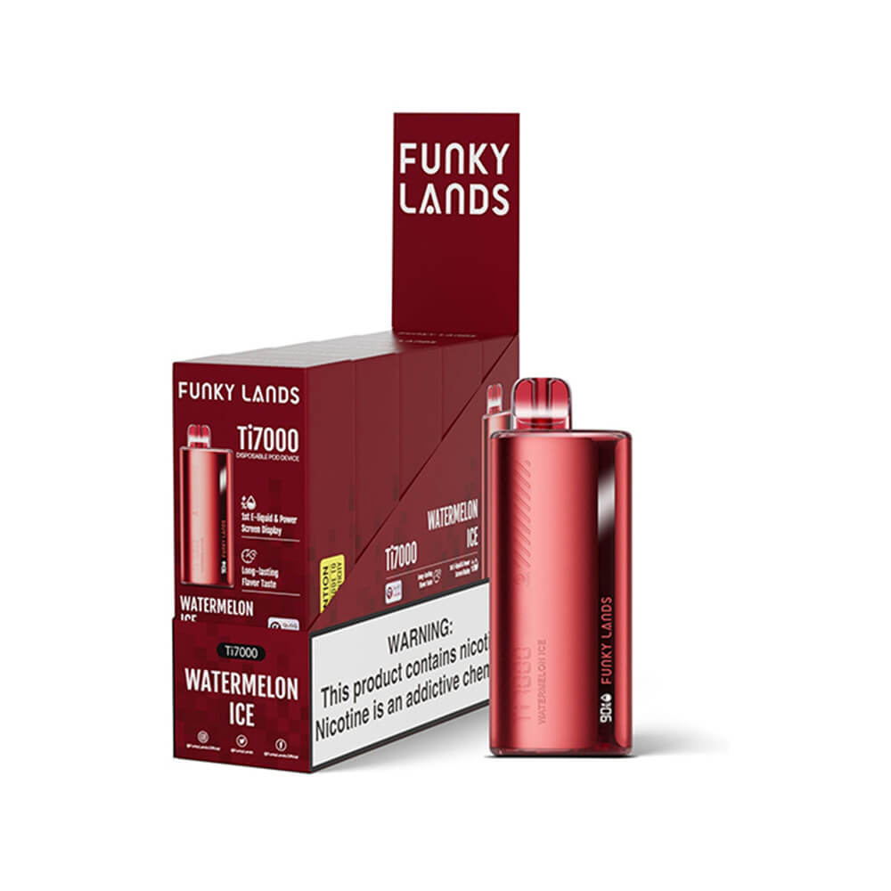 Funky Lands Ti7000 Disposable 7000 Puffs 12.8mL 40-50mg – MOQ 5 - Watermelon Ice