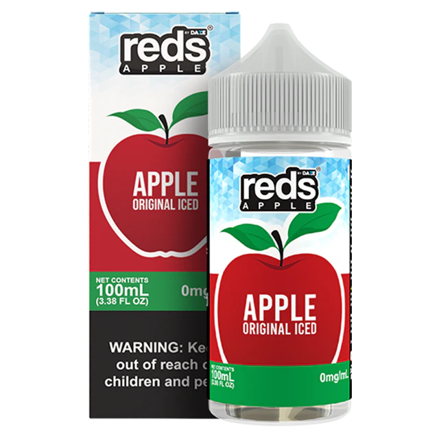 7Daze Reds Series E-Liquid 100mL (Freebase) Apple Iced with packaging