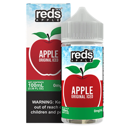 7Daze Reds Series E-Liquid 100mL (Freebase) Apple Iced with packaging