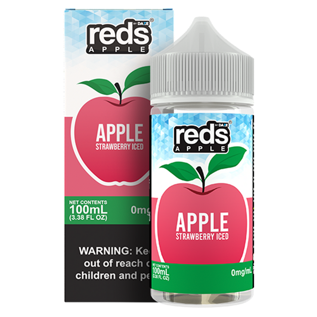 7Daze Reds Series E-Liquid 100mL (Freebase) Strawberry Iced with packaging