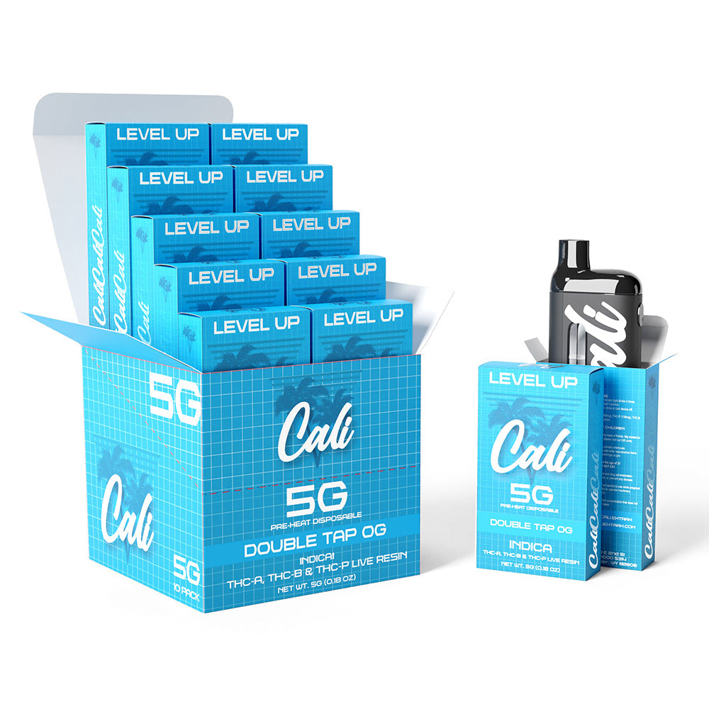 Cali ExtraX Level Up LR THCA + THCB + THCP Disposable (5g) | Double Tap OG with Packaging
