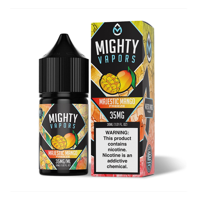 Mighty Vapors Salt Series E-Liquid 30mL (Salt Nic) | Majestic Mango Freeze with packaging