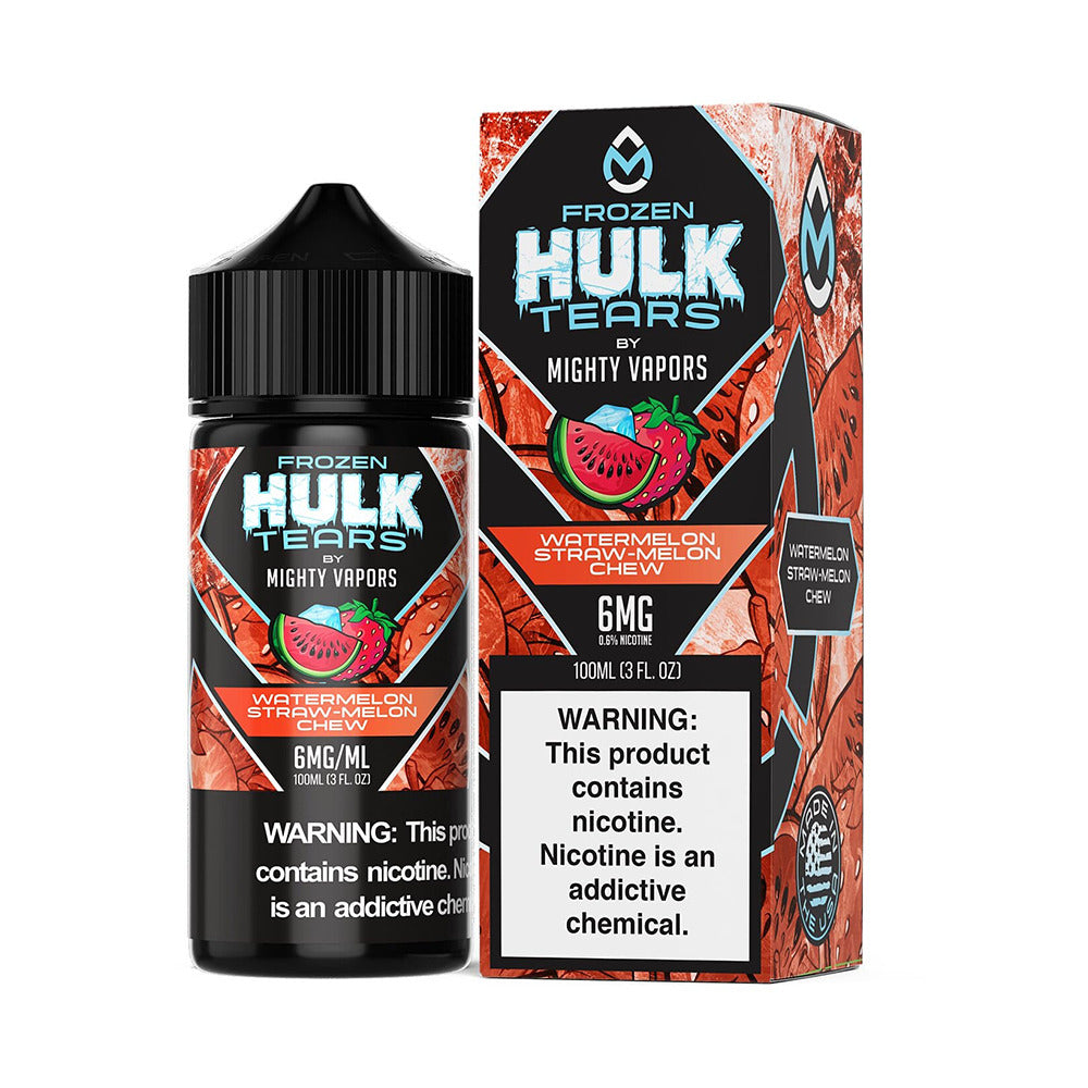 Mighty Vapors Hulk Tears E-Juice 100mL (Freebase) | Frozen Watermelon Straw Melon Chew with Packaging