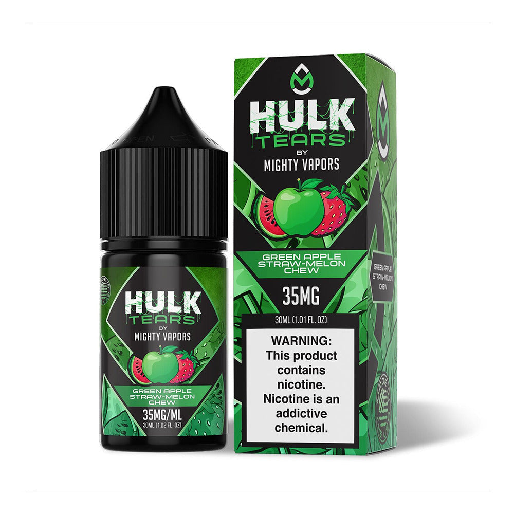 Mighty Vapors Hulk Tears Salt Series E-Liquid 30mL (Salt Nic)  Green Apple Straw Melon Chew with Packaging