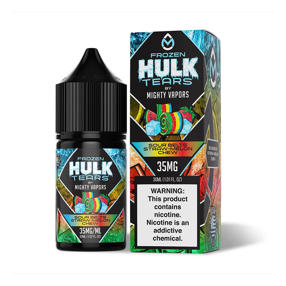 Mighty Vapors Hulk Tears Salt Series E-Liquid 30mL (Salt Nic) | Frozen Sour Belts Straw Melon Chew with Packaging