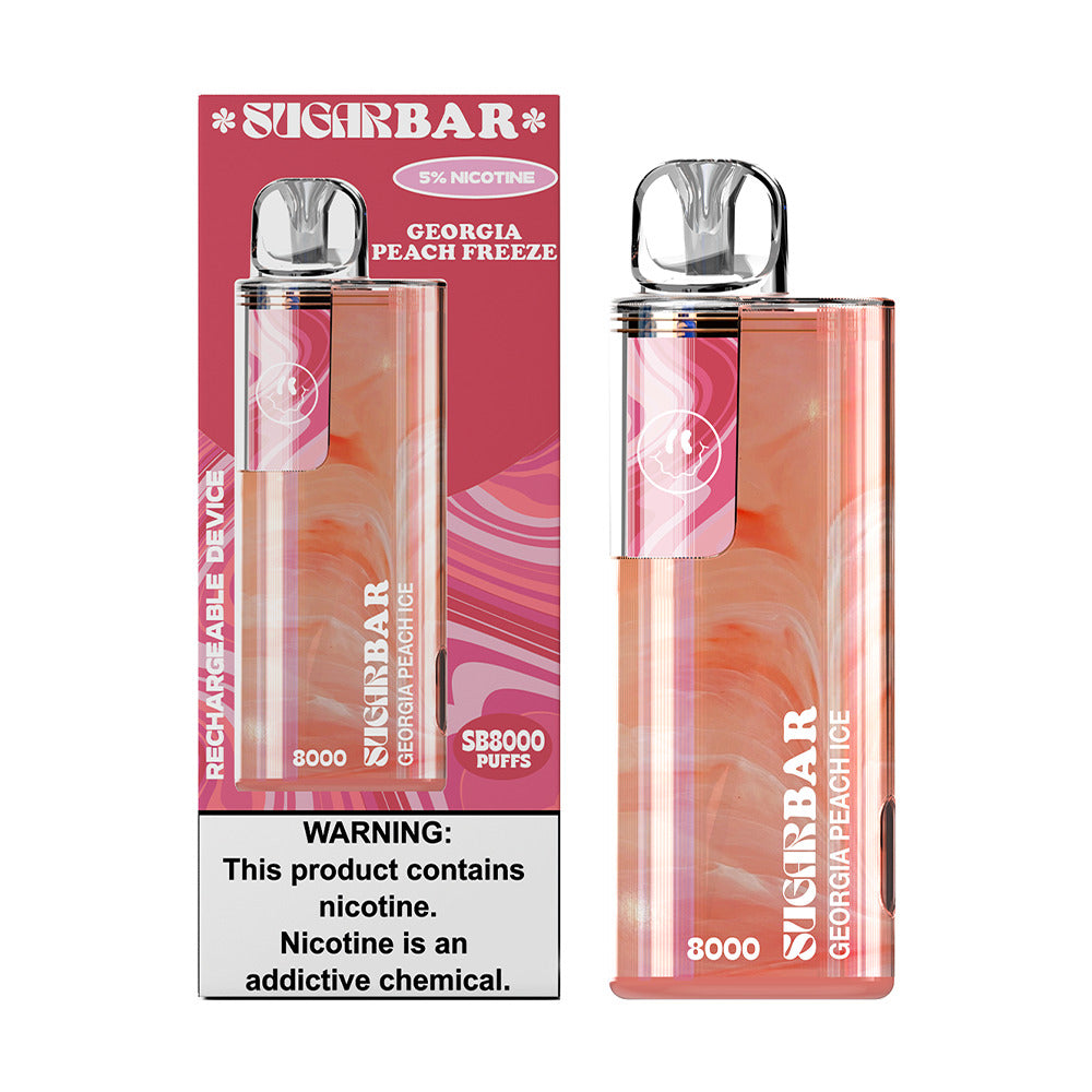 Sugarbar SB8000 Disposable | 8000 Puffs | 19mL | 50mg | MOQ 10 | Georgia Peach with packaging