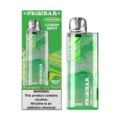Sugarbar SB8000 Disposable | 8000 Puffs | 19mL | 50mg | MOQ 10 | Lemon Mint with packaging