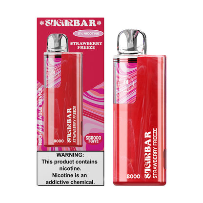 Sugarbar SB8000 Disposable | 8000 Puffs | 19mL | 50mg | MOQ 10 | Strawberry Freeze with packaging
