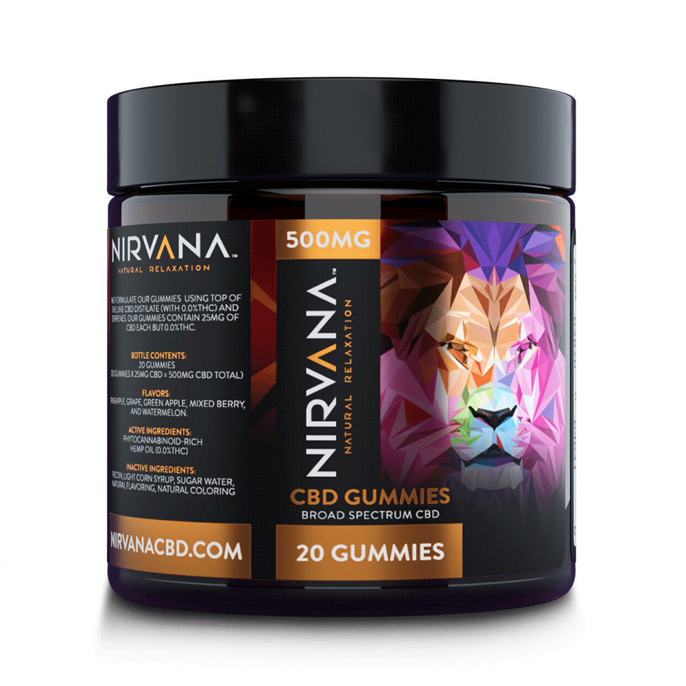 Nirvana Broad Spectrum CBD Gummies (500mg 20ct Jar) Green Apple