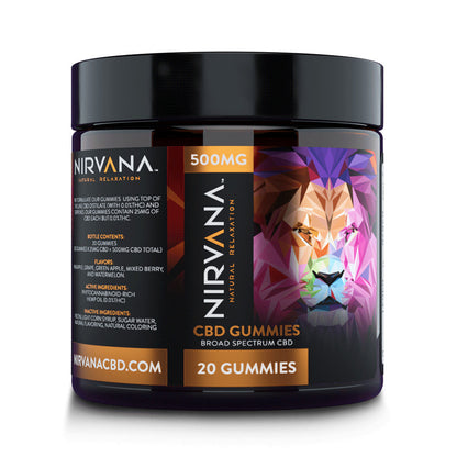 Nirvana Broad Spectrum CBD Gummies (500mg 20ct Jar) Green Apple