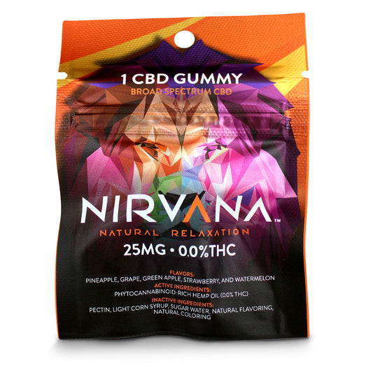 Nirvana Broad Spectrum CBD Gummy (25mg 1ct Pouch) - Grape