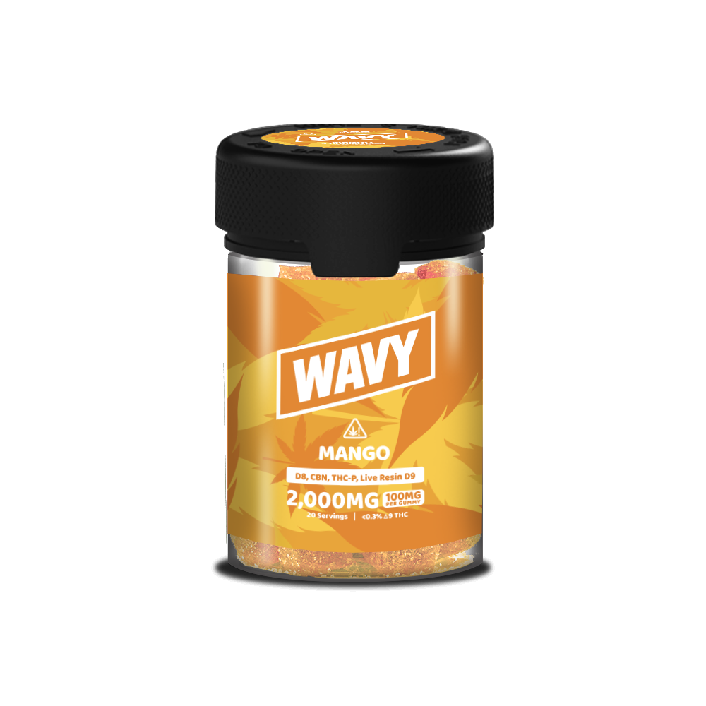 Wavy D8 + CBN + THCP + LR D9 Gummies (2000mg 20ct Jar) Mango