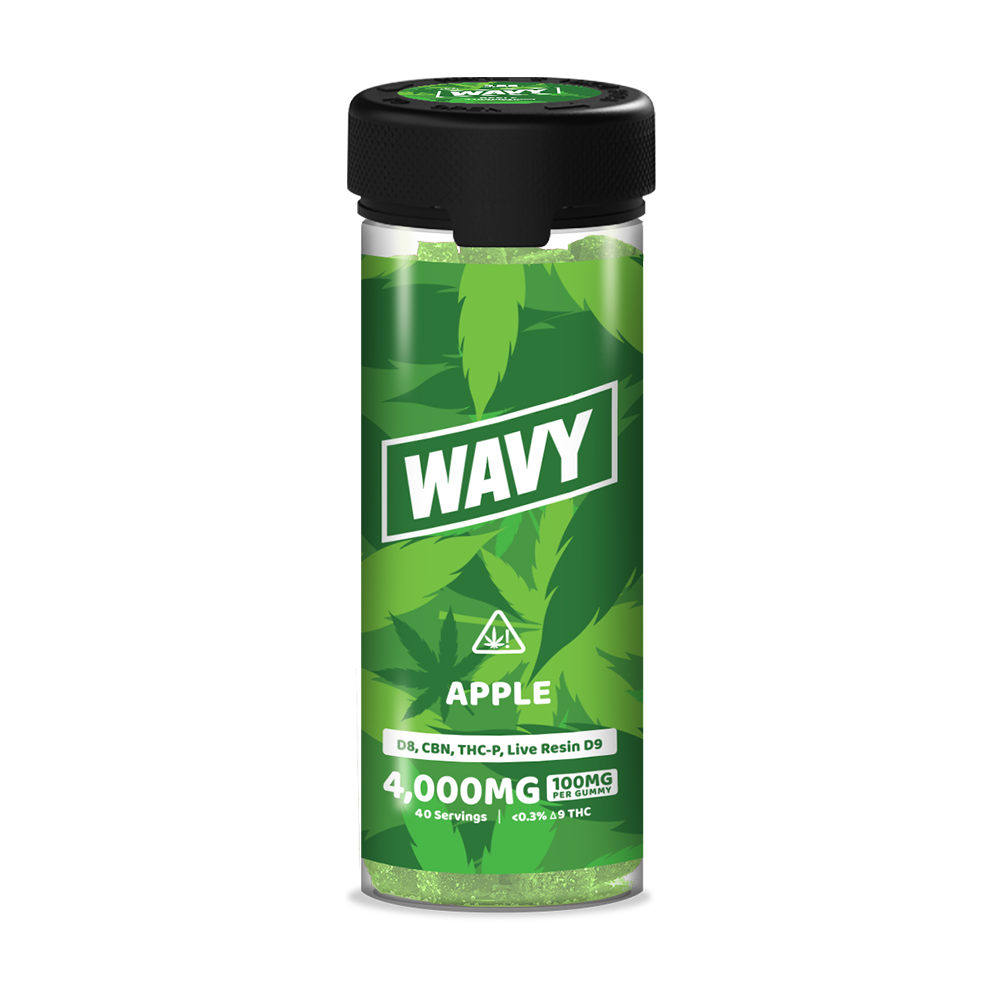 Wavy D8 + CBN + THCP + LR D9 Gummies (4000mg 40ct Jar)  Apple