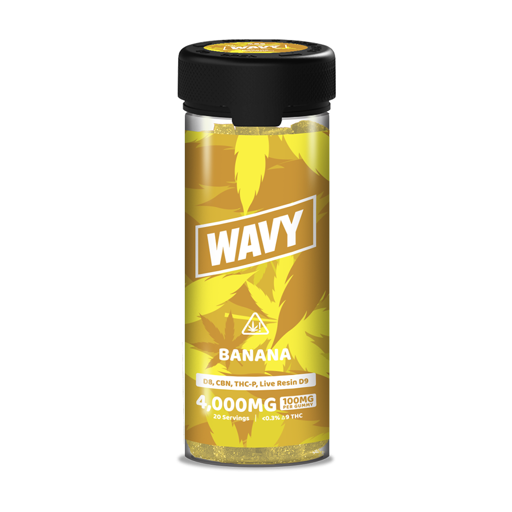 Wavy D8 + CBN + THCP + LR D9 Gummies (4000mg 40ct Jar) Banana