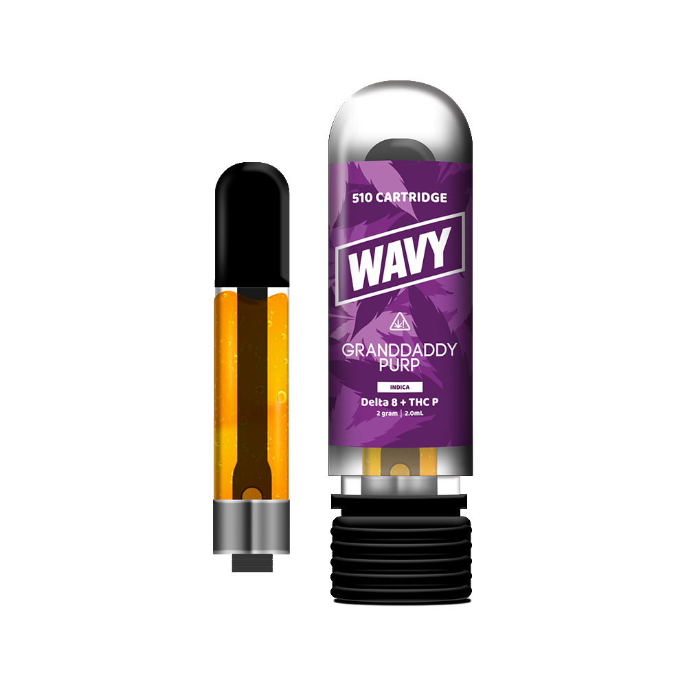 Wavy D8 + THCP Cartridges (2g) Grandaddy Purp with Packaging