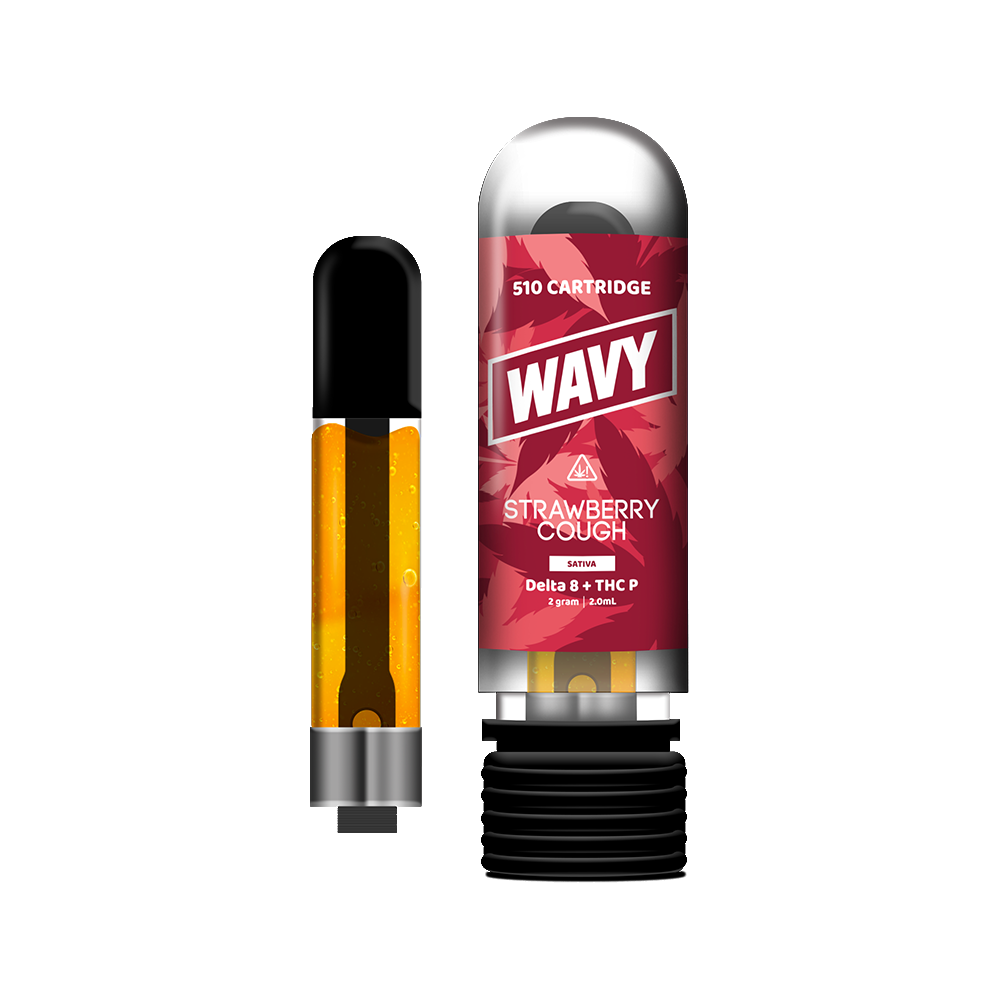 Wavy D8 + THCP Cartridges (2g) Strawberry Cough  with Packaging