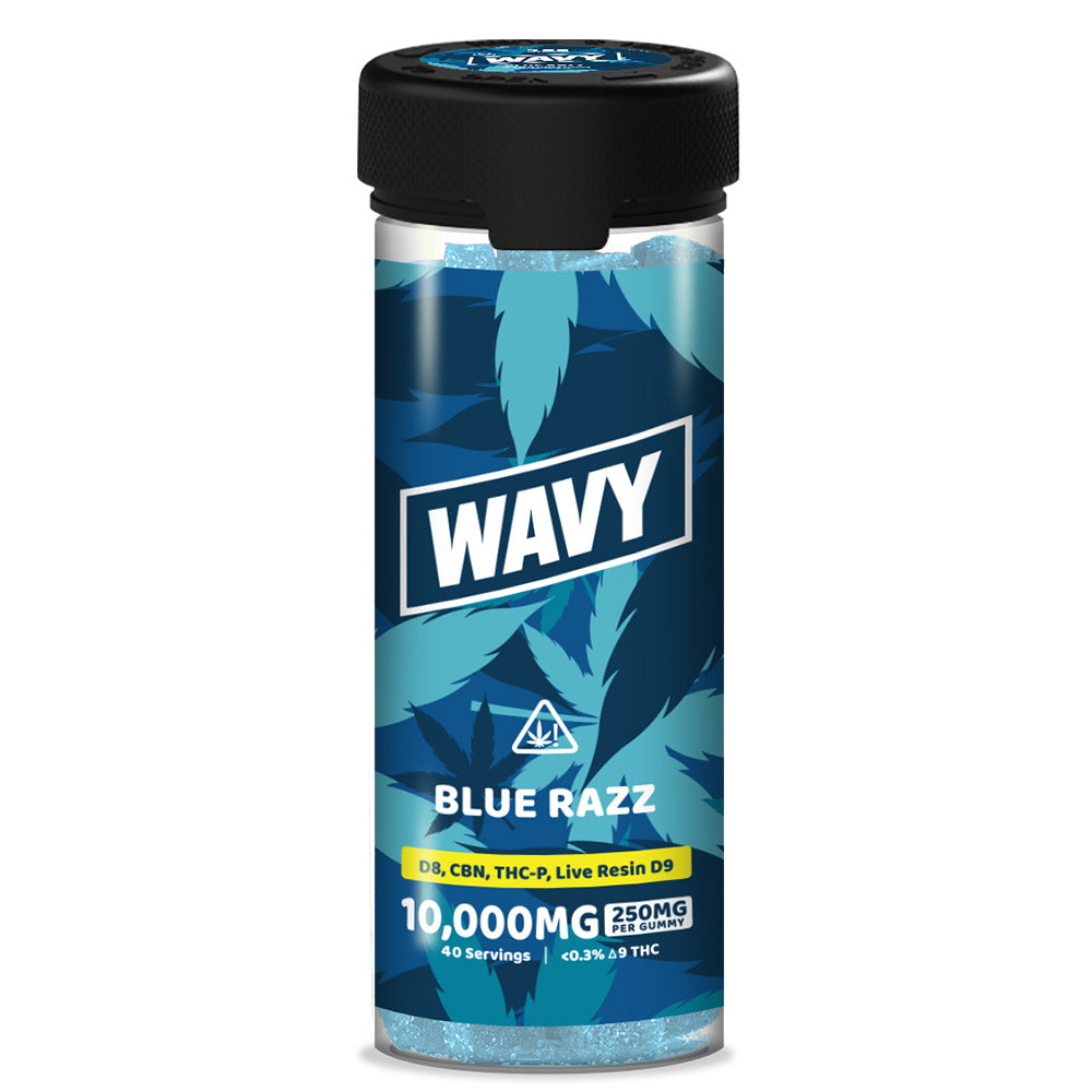 Wavy D8 + CBN + THCP + LR D9 Gummies (10000mg 40ct Jar) Blue Razz