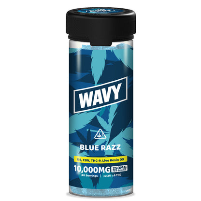 Wavy D8 + CBN + THCP + LR D9 Gummies (10000mg 40ct Jar) Blue Razz