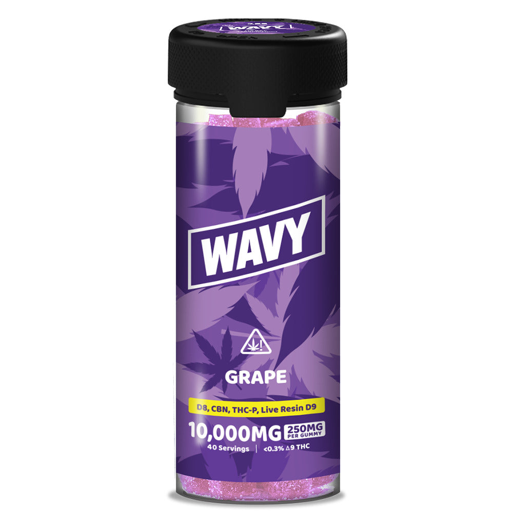 Wavy D8 + CBN + THCP + LR D9 Gummies (10000mg 40ct Jar) Grape