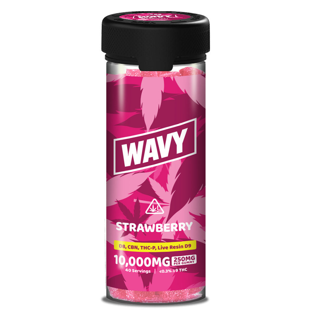 Wavy D8 + CBN + THCP + LR D9 Gummies (10000mg 40ct Jar) Strawberry