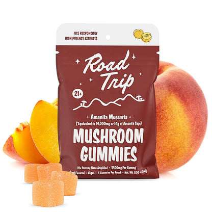 Road Trip Mushroom Gummies (14000mg 4ct Pouch) Peach